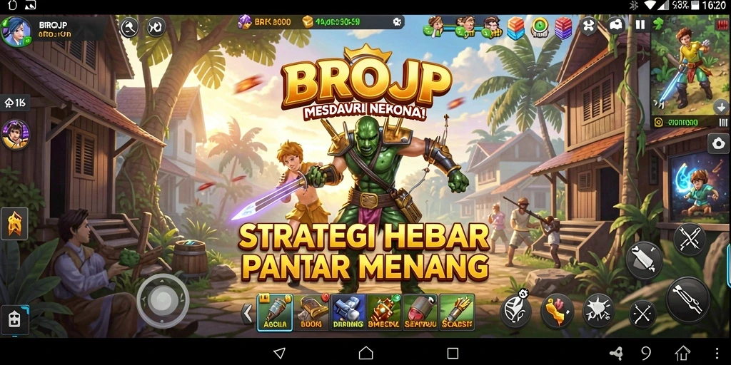 Screenshot gameplay BROJP menunjukkan pertempuran strategi yang intens dan seru.