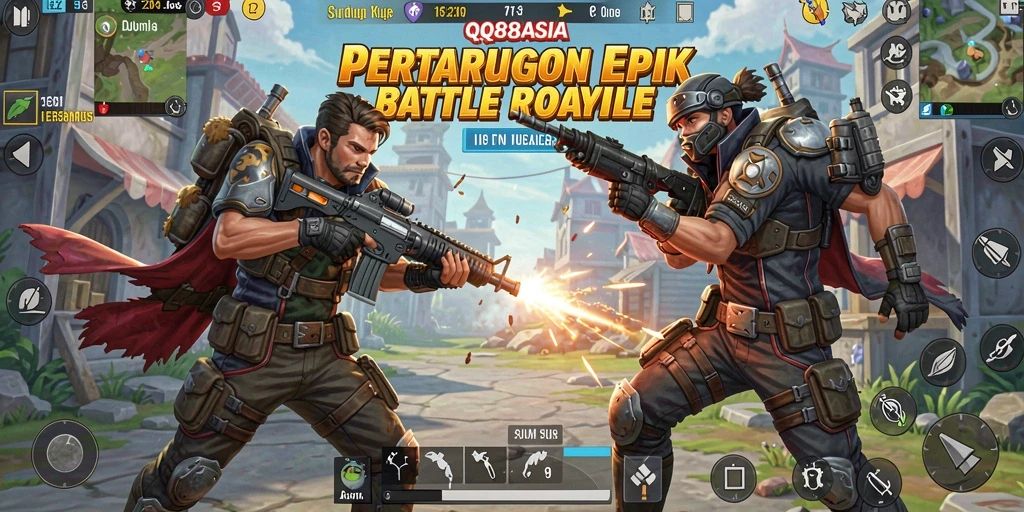 Gameplay <strong>QQ88ASIA</strong> yang seru dan menegangkan dalam pertempuran Battle Royale.
