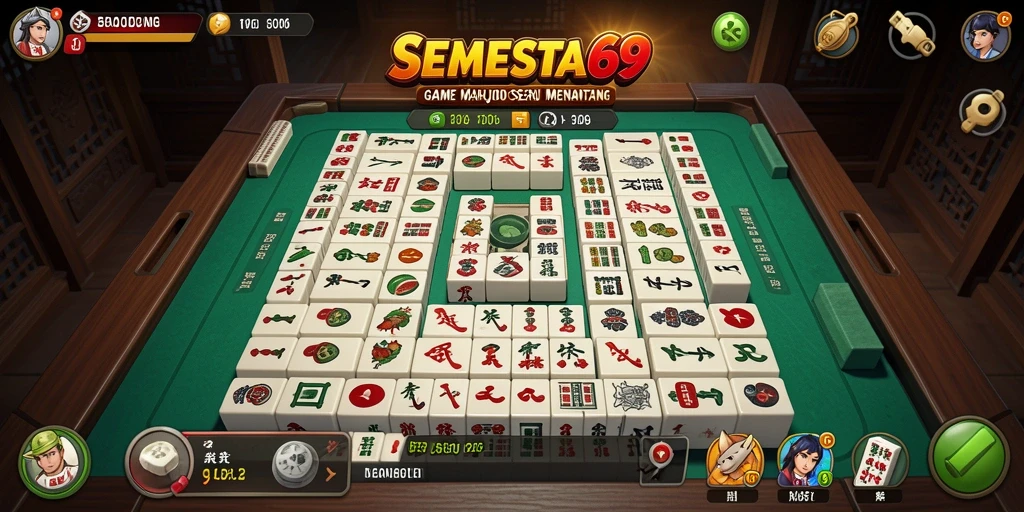 Tampilan menarik dari gameplay SEMESTA69 dalam Mahjong.